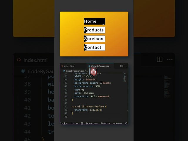 Amazing Navigation Link Hover Effect ⚡ CSS #webdevelopment #css #hovereffect  #shorts