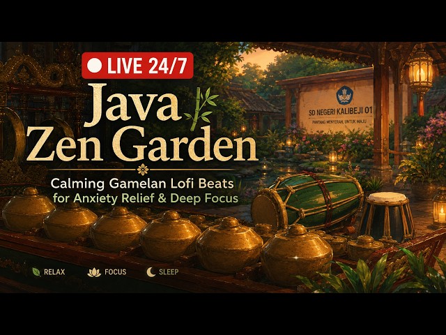 LIVE 24/7 Java Zen Garden 🎍 Calming Gamelan Lofi Beats for Anxiety Relief & Deep Focus