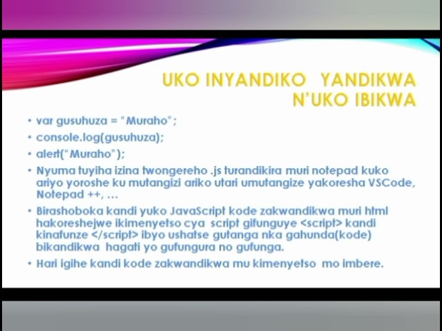 kwiga JavaScript Isomo rya mbere Kureba iby'Ibanze