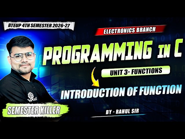 PROGRAMMING IN C | Introduction of Function | UNIT-3 |  ELECTRONICS ENGG #astechniclive #polytechnic