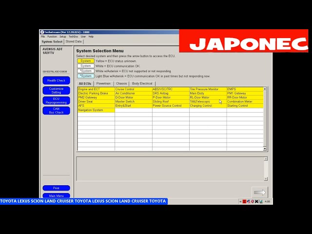 Toyota Techstream TPMS sensor pressure check