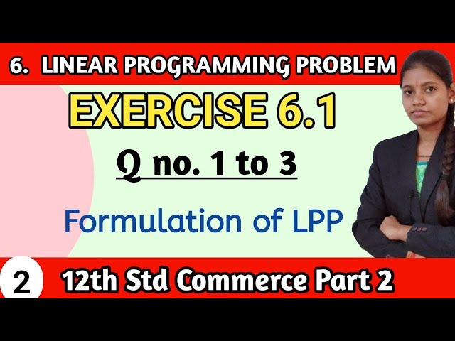 math class 12 chapter 6 exercise 6.1 in hindi | commerce part 2 Formulation of LPP Hsc lecture 2