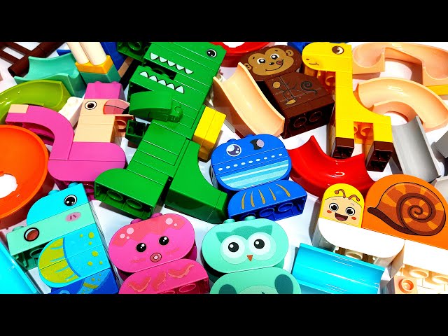 Satisfying Building Blocks ASMR Marble Run - Feelo 210PCS Animal Party Alippery fun Track SET