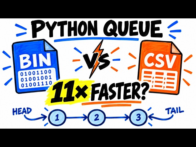 [COP-4530C] Python Linked List Queue: Binary vs CSV Experiment (11× Faster?)