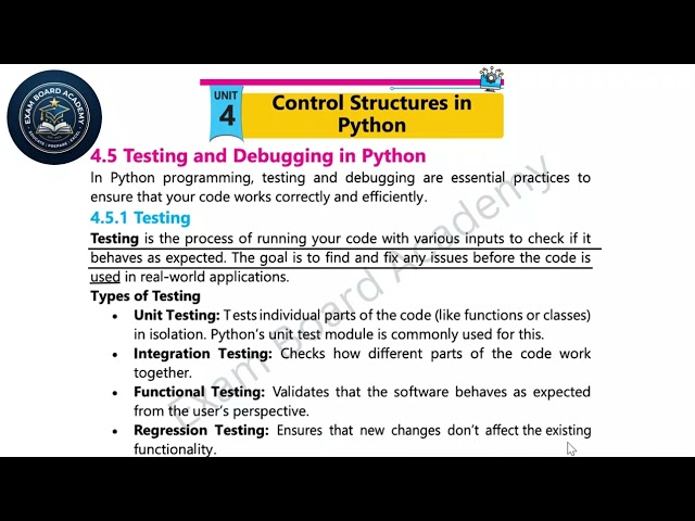 Python Testing and Debugging  | Computer Science (Ch#4, Lec 5) Class 10