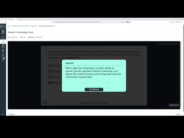 Module 5 Knowledge Check | Working with Foundation Models (FMs)