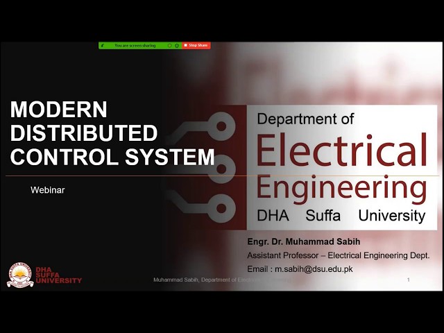CPD Webinar | Modern Distributed Control Systems (DCS) | Engr Dr M Sabih Assistant Professor DSU EE.