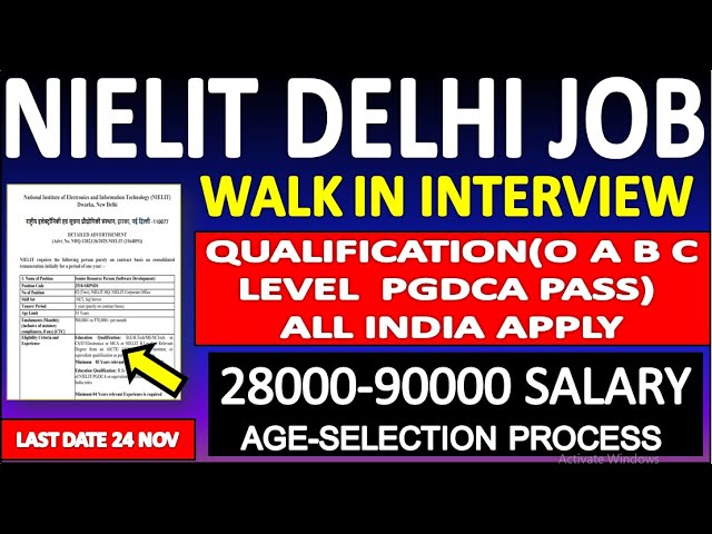 NIELIT DELHI JOBS (O A B C  LEVEL  PGDCA PASS) ALL INDIA APPLY  WALK IN INTERVIEW 90000 SALARY