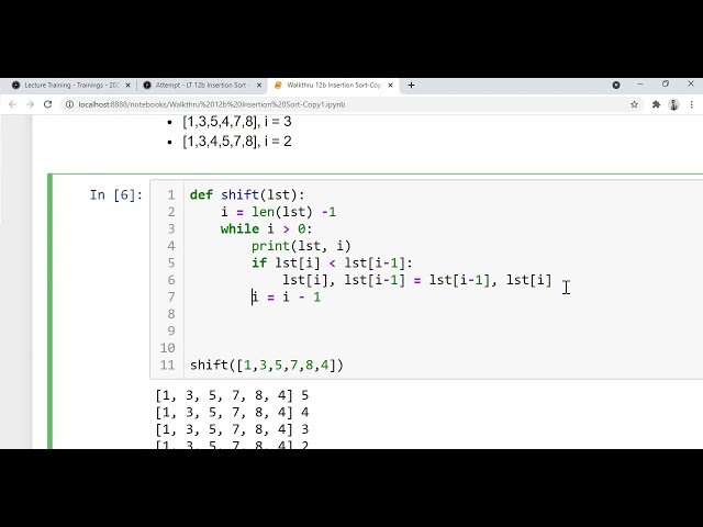 Walkthrough 12b Insertion Sort part 1
