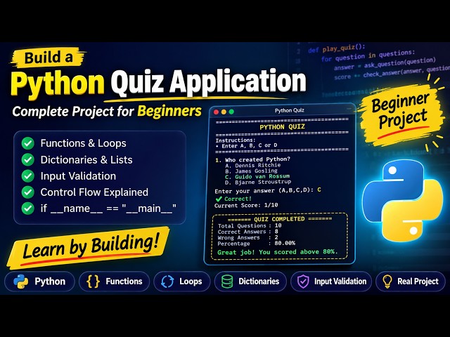 Python Project 2 - Learn Python by Building a Quiz Application | Full Project Tutorial