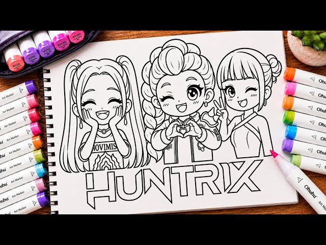RUMI MIRA ZOEY Chibi Style Art Process Fan Art Tutorial K-pop Demon Hunters 
