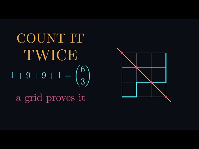 Count It Twice — the Lattice-Path Trick That Proves 1 + 9 + 9 + 1 = 20 Is No Accident