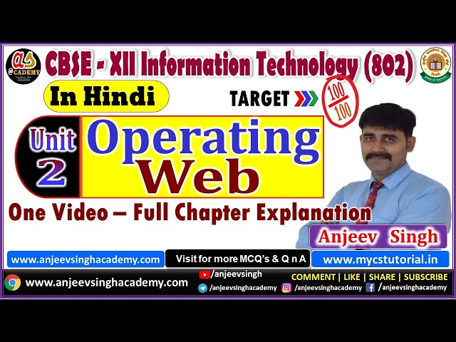 Operating Web Class 12 | Unit 2 Operating Web | CBSE Class XII | Information Technology | Code 802