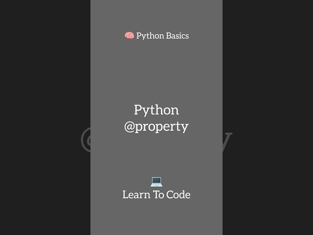 What is @property in Python? #python #propertydecorator