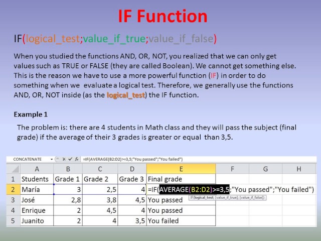 Function if and Boolean Operators AND, OR, NOT   Review
