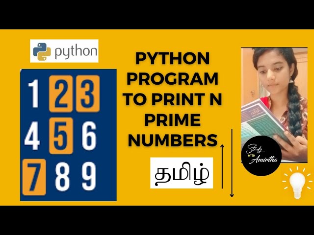 To print N Prime number program using python (tamil) | python tutorials in tamil