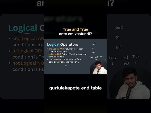 Python Logical Operators in Telugu | AND Truth Table Explained in 30 Seconds!