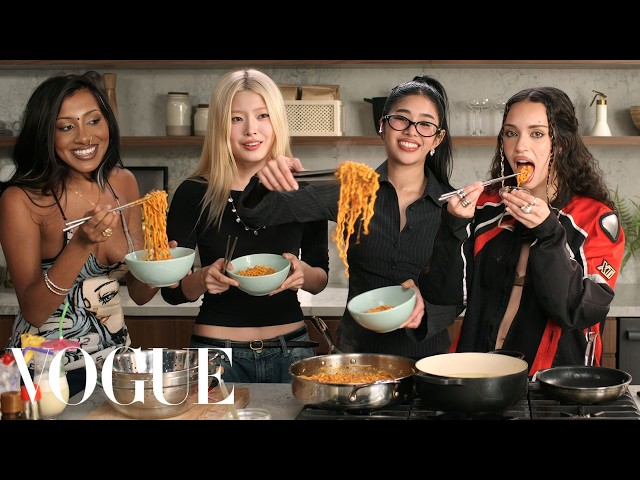 KATSEYE Cook Buldak Ramen Carbonara Together | Now Serving | Vogue
