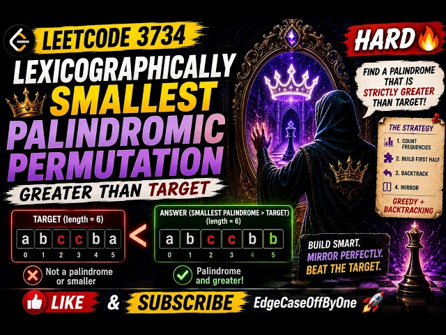Daily LeetCode Problem 3734 HARD | Lexicographically Smallest Palindromic Permutation 🔥 28/08/26