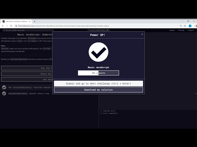 Basic Javascript (56/111) | Understanding Boolean Values | freeCodeCamp