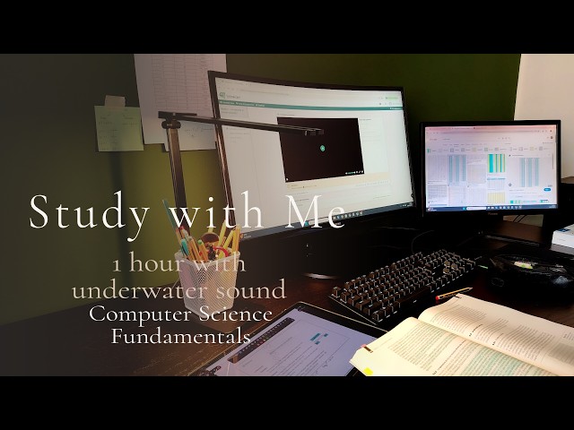 1 hour Study with Me | 50/10 pomodoro technique with timer | underwater sound