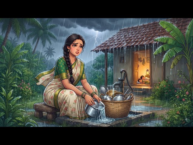 1990s Rainy Indian Village Life 🌧️| A Village Mother's Rainy Day Routine | Ghibli Style ASMR