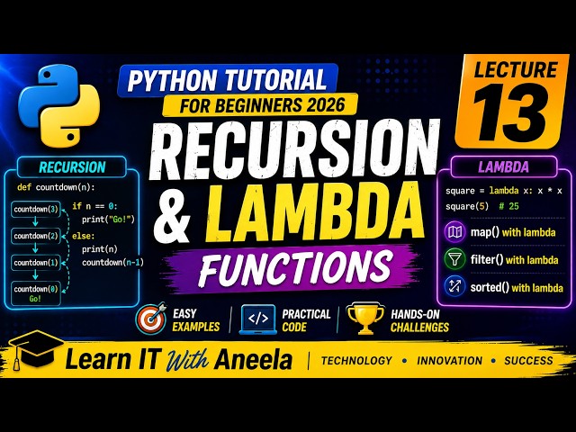 Recursion & Lambda Functions in Python | Complete Python Course for Beginners 2026