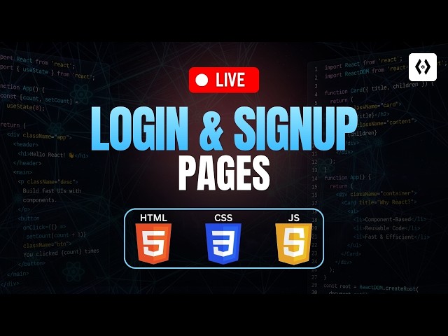 Login & Signup Page using HTML, CSS & JavaScript Projects | Projects for Beginners & Portfolio