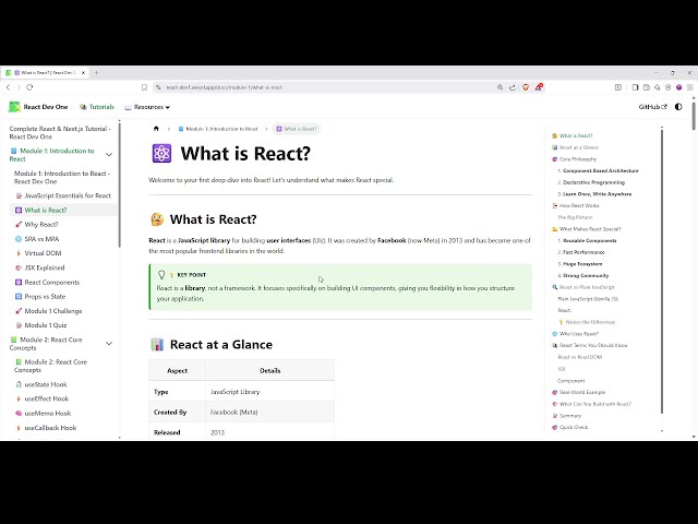 React Tutorial website