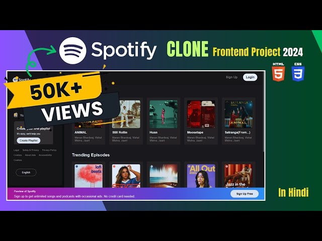 Spotify Clone Using HTML, CSS | Create Spotify Clone | HTML CSS Website @webcoding25