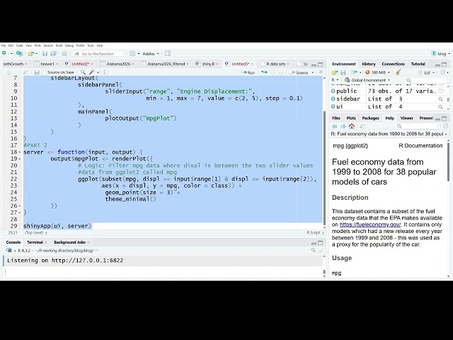 Dynamic Range Filtering with Shiny in R