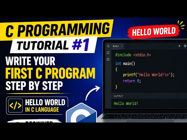 C Programming Tutorial #1: Write Your First C Program Step by Step | Beginner Course