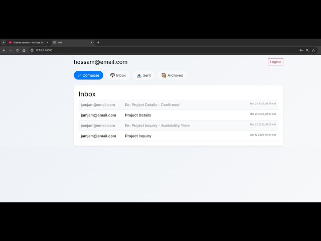 CS50 Web Project 3 – Mail | SPA Email Client with Django & JavaScript