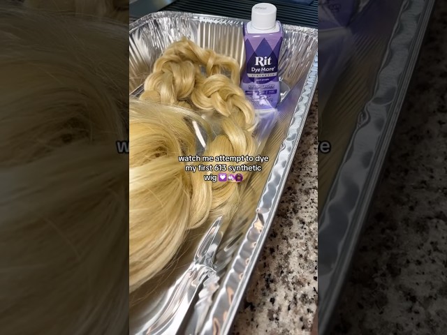 Transforming Synthetic Wigs with Fabric Dye: Easy and Creative Tutorial! 👱🏾‍♀️💜 #syntheticwigs