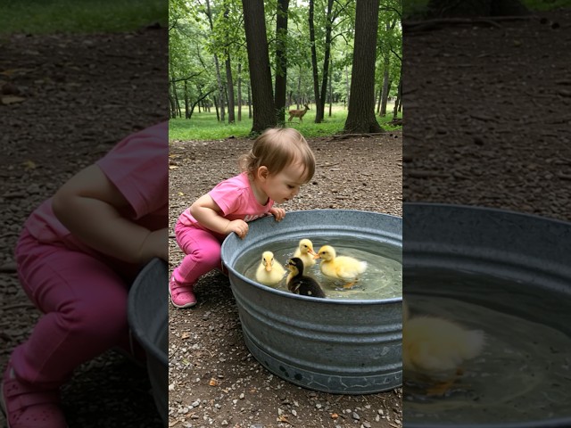 ¡Los patitos son los mejores amigos! 🐥 Un bebé los mira con pura felicidad 🥰