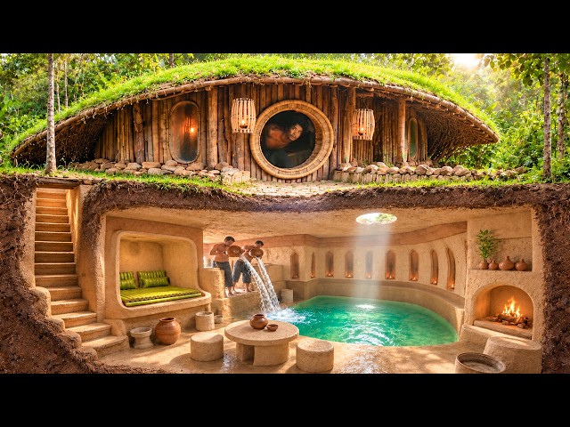 I Build Secret Hidden House Underground Private Pools With Hobbit House Top In Real Life