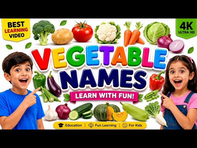 Vegetable Names in English & Hindi 🥕🥦 | Learn Vegetables for Kids | Vegetable Names for Kids