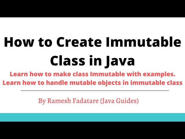 How to Create Immutable Class in Java