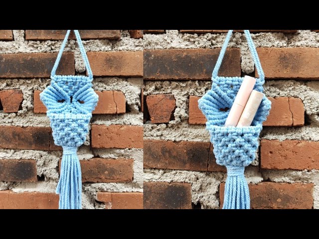 DIY Macrame Pocket Wall Hanging with Leaf Pattern Tutorial