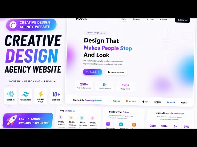 Build Premium UI Design| Build a Modern Creative Agency Landing Page  |  React JS + Tailwind CSS 