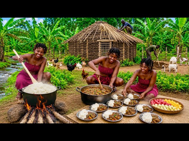 Unbelievable Dream Home Progress🛖🌿Building Our African Village Home While Cooking Tradition Feast🍵🍗