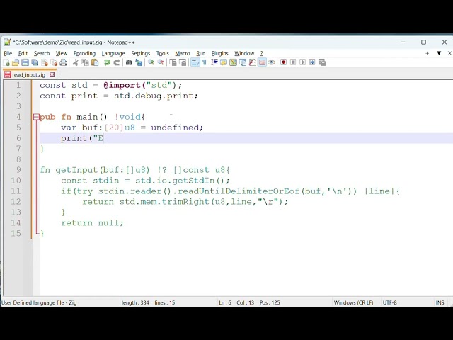 How to read user input in Zig CLI application | Zig Code | Zig Examples