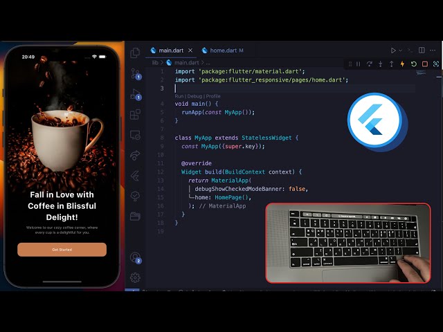Coffee App Onboarding Screen UI in Flutter | ASMR Programming | No talking