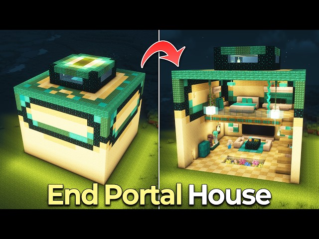 ⛏️ Minecraft :: How to build a Huge End Portal Frame Shaped House 👾 [마인크래프트 엔더 포탈 차원문 틀 모양 집짓기 건축강좌]