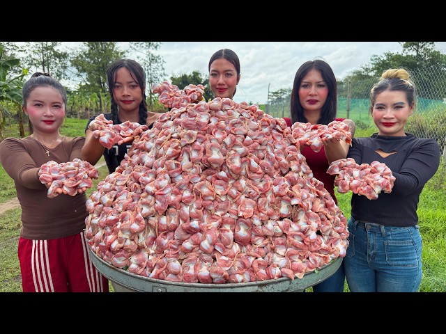 Amazing cooking chicken stir fried with fried rice recipe | Amazing video