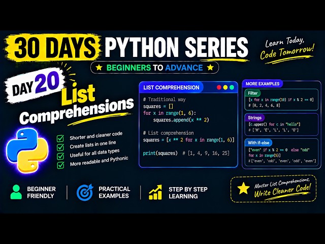 List Comprehensions | Day 20 | 30 Days Python Series #python