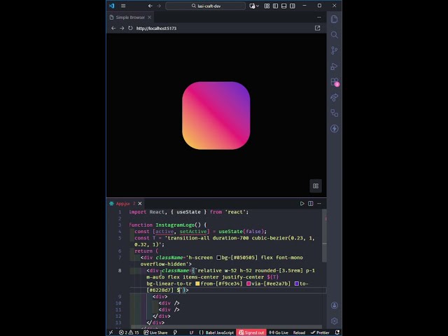30 Days of Code - Day 17: Instagram logo with React #codingchallenge #coding #javascript #reactjs