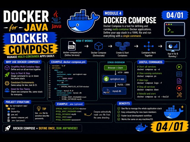 Docker for Java 04 01 || docker compose || one command multiple container running