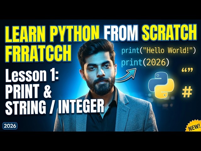 Python Lesson 1 How to Print a String and an Integer  Python for Beginners