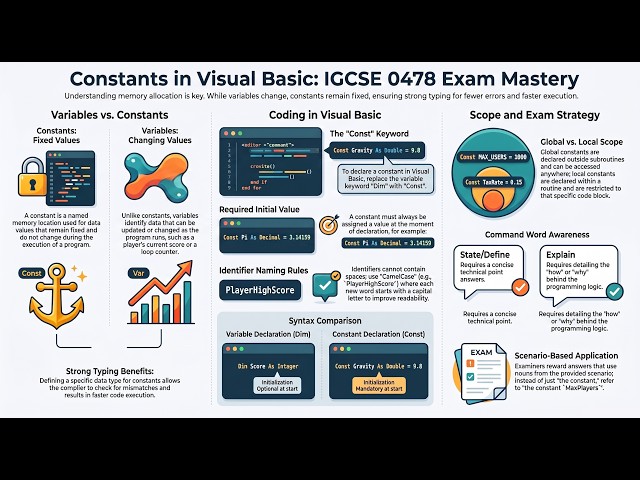 Constants in Visual Basic Exam Tips Computer Science 0478 | IGCSE | Ace The Exam